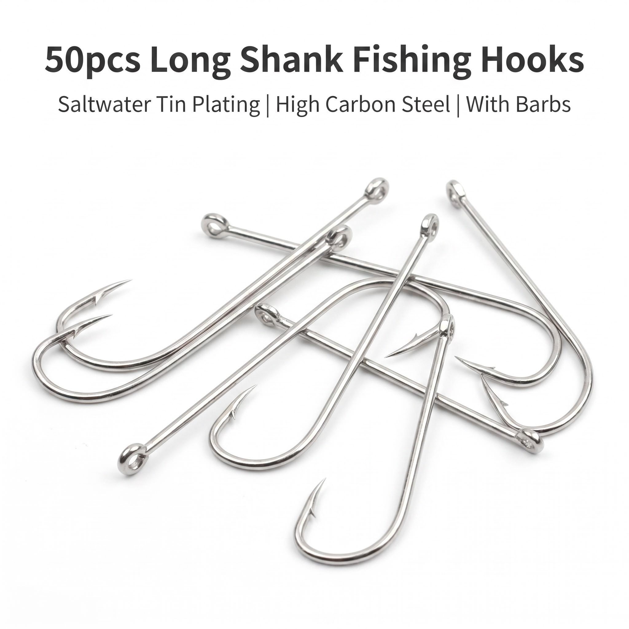 Fishing Hook Circle - 50 anzuelos circulares de vástago largo